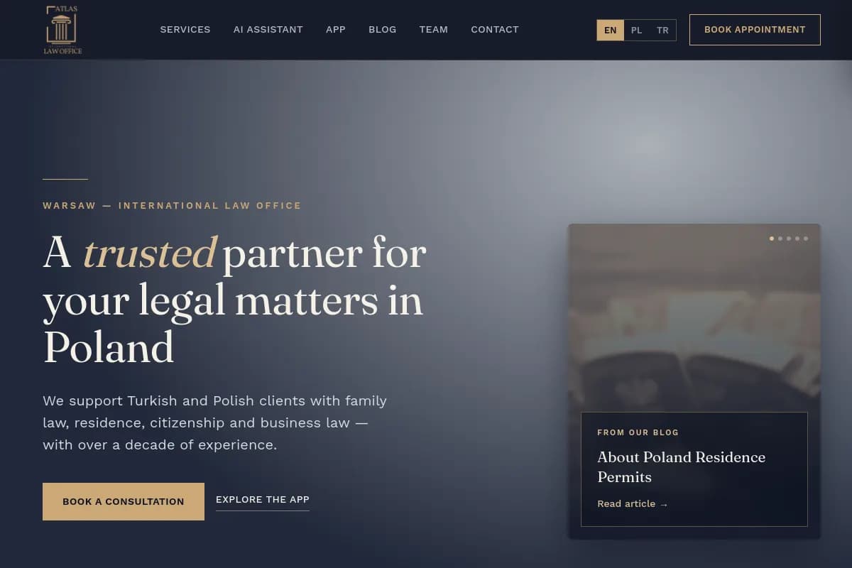 Atlas Law ana ekran görünümü