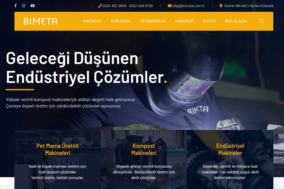Bimeta web sitesi masaüstü ekran görüntüsü